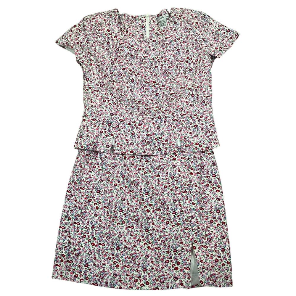 Vintage Samantha Taylor Womens Size 6 Floral Two-Piece Outfit Top & Skirt